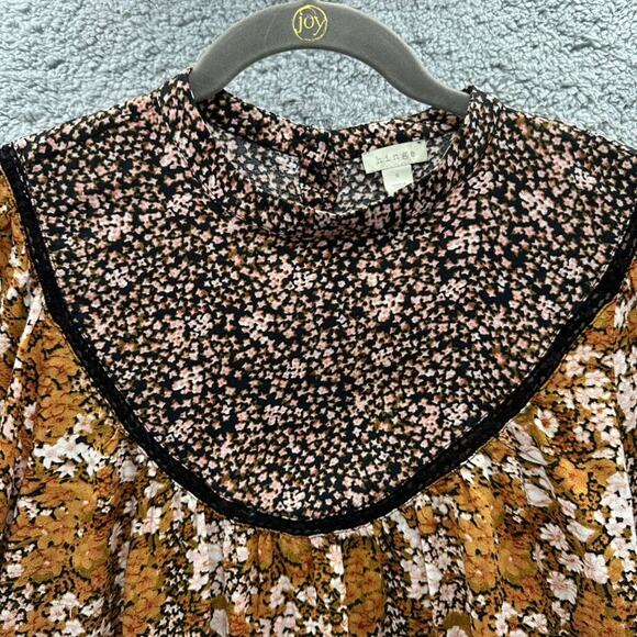 Hinge Small Long Sleeve Blouse Floral Print Buttons in Back Boho Peasant - Picture 5 of 10